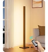 EDISHINE Mid Century Modern Floor Lamp with Remote, Dimmable Wood LED Corner Lamp, Minimalist Sta...