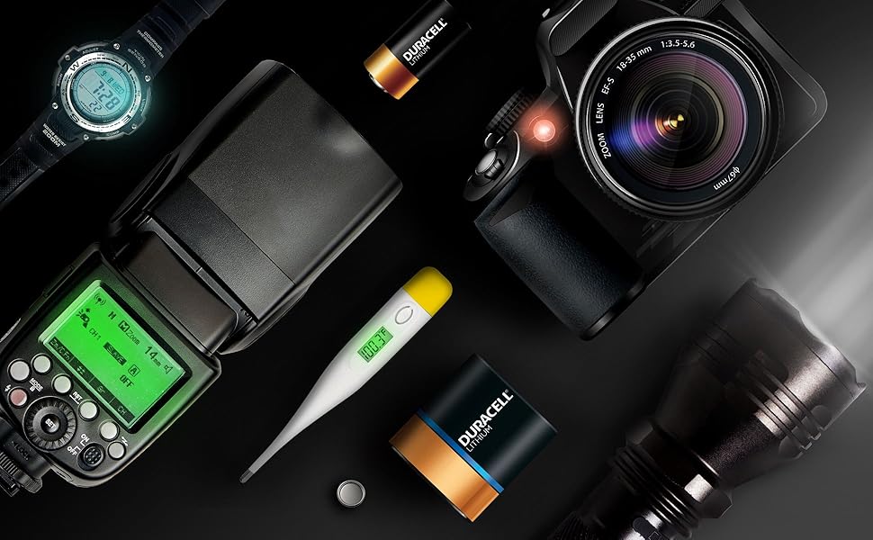Specialty batteries with compatible devices: watch, camera equiptment, thermometer, flashlight