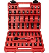 AMM 1/4" Drive Impact Socket Set, 51 PCS Deep &amp; Shallow 1/4" Socket Set with ratchet, SAE/Metric ...