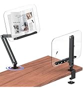 YCNEW Desk Clamp Acrylic Book Stand for Reading, Ergonomic Design Adjustable Height up to 20 inch...