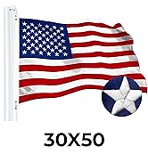 G128 American USA Flag | 30x50 Ft | StormFlyer Series Embroidered 220GSM Spun Polyester | Country...