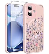 Fsoole Magnetic for iPhone 17 Case with Screen Protector [Compatible with MagSafe] Pretty Flower ...