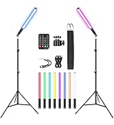 2 Pack RGB LED Video Light Wand Stick, LUXCEO Photography Studio Lighting Kits with 29" to 81" Tr...
