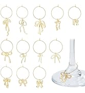 DICOSMETIC Wine Glass Charm Bulk Bowknot Glass Tag Charm Alloy Bow Charms Marker Beading Hoop wit...
