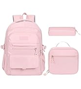 Phaoullzon Teen Girls School Backpack with Lunch Box for Boys, College Aesthetic Laptop Bookbag f...