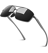 Sunier Ultra Lightweight Rectangular Polarized Sunglasses Men Womens,Aluminum-Magnesium Frame wit...