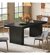 Tribesigns 63 Inches Farmhouse Dining Table for 6, Modern Kitchen Table with Fluted Line for Dini...