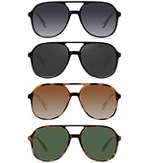 YDAOWKN Retro Square Aviator Sunglasses for Womens Mens Vintage 70s Double Bridge Sun Glasses