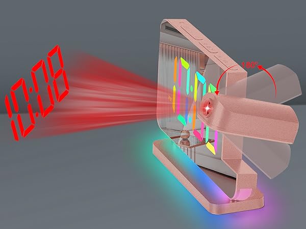 Projection Alarm Clock,7.4 in LED Mirror Digital Clocks Projection on Ceiling Wall,RGB Night Light