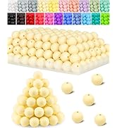 120PCS FIVEIZERO Silicone Beads, 15mm Round Silicone Beads Bulk Light Yellow for Keychain Making,...