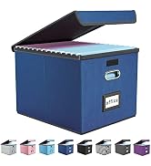 Huolewa Decorative File Organizer Box Office Document Storage with Lid, Portable Collapsible Line...