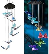 AVEKI Solar Wind Chimes Outdoor, Color-Changing Mobile Wind Chime Waterproof, Solar Powered LED H...