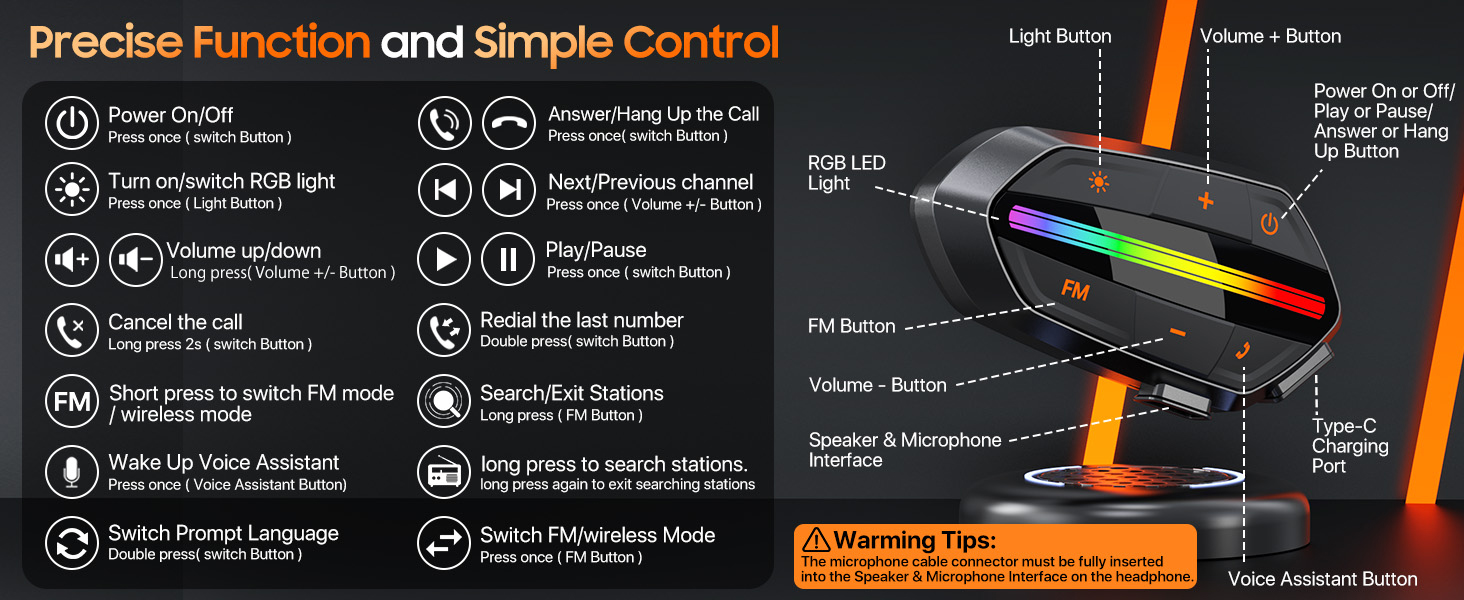 bluetooth headset for helmet