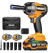 Adedad 1000N.m Cordless Impact Wrench 1/2 inch,20V 740ft-lbs High Torque Impact Gun with 2 x 4.0 ...