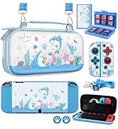 Gurgitat 8in1 Kits Accessories Bundle for Nintendo Switch OLED 2021 - Cute Carrying Case, Protect...