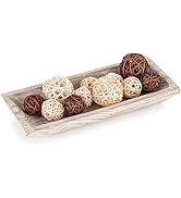 Hanobe Decorative Wood Dough Bowl: Long Wooden Bowl for Entry Way Table Home Decor - Coffee Table...