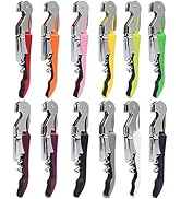 RECUTMS 12 Packs Corkscrew Wine Opener Stainless Steel Fold Beer or Bottle Opener Serrated Foil C...