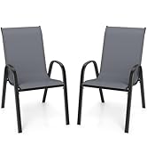 Giantex Patio Chairs Set of 2, Stackable Outdoor Dining Chairs with Breathable &amp; Quick-Dry Fabric...
