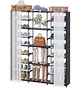 Buzowruil 9 Tiers Large Shoe Rack Shoe Storage Shoe Organizer 50-55 Pairs Shoe Tower Metal with C...