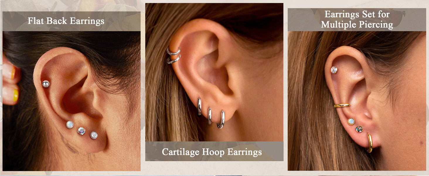 flat back earrings silver earrings stud earrings