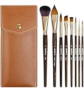 Nicpro Watercolor Paint Brushes Set, 8Pcs Kolinsky Sable Performance Travel Paint Brush for Artis...