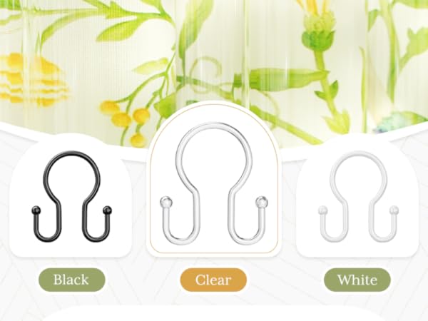 Shower Curtain Hooks Shower Curtain Rings RustProof Smooth Metal Double Shower Curtain Hook
