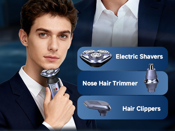 Electric Razor for men,Versatile 3D Rotary Shaver,Travel Lock,Dry &amp; Wet Use,close shave,clean shave
