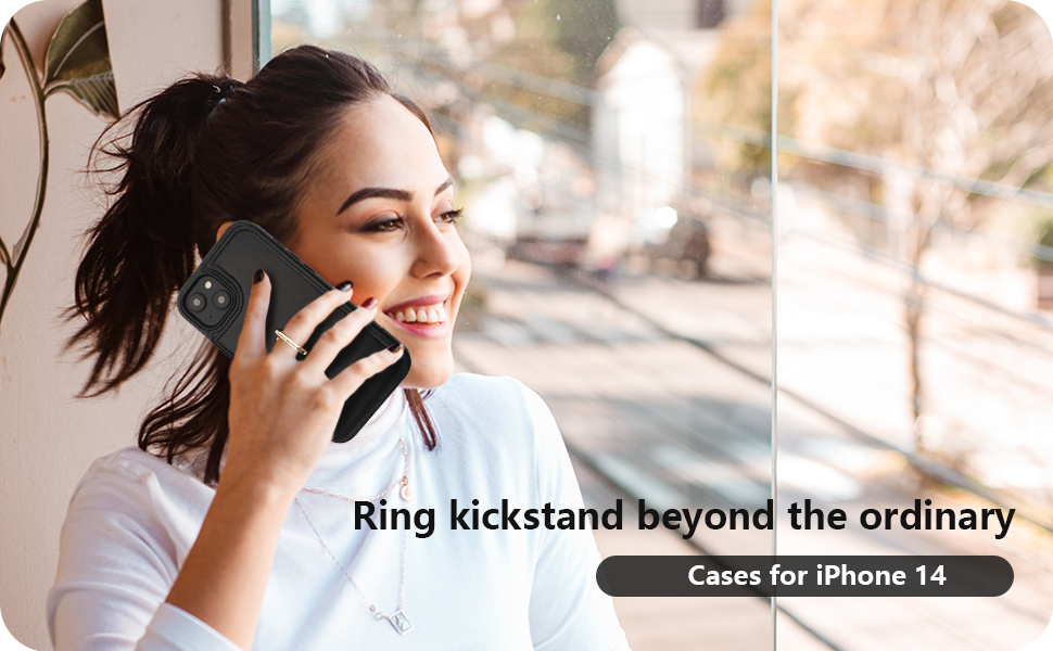 ONETOP Wallet Case with Ring Holder for iPhone 14