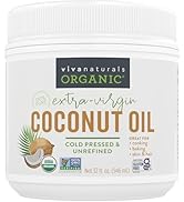 Viva Naturals Organic Coconut Oil - Unrefined and Cold-Pressed, Natural Hair Oil, Skin Oil and Co...