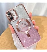 ZIYE Magnetic Case Designed for iPhone 16 Glitter Case Luxury Plating Love Heart Compatible with ...