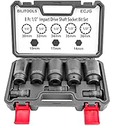BILITOOLS 12 Point Axle Nut Socket Set, 1/2" Drive Spindle Axle Nut Impact Deep Socket Set 14mm 1...