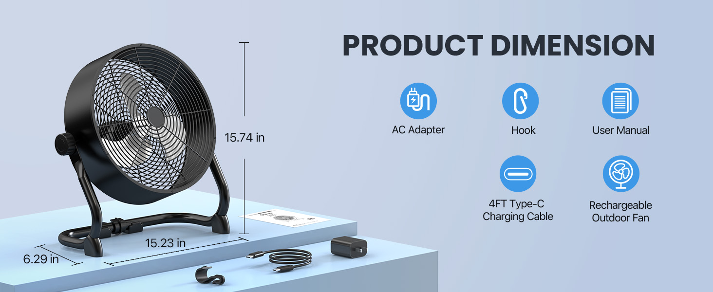 Air Choice 12&amp;#34; Rechargeable Battery Powered Fan