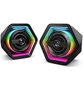 BESTISAN Computer Gaming Speakers with 8 RGB Modes, Compact Design, AC Powered Desktop Speaker wi...