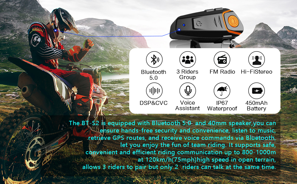BT-S2 Motorcycle Bluetooth Helmet Headset