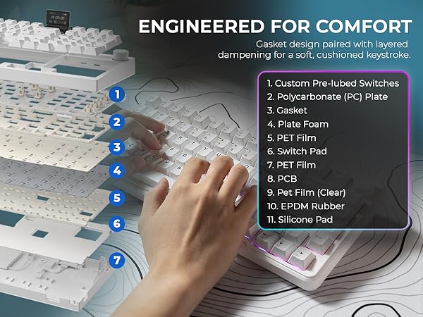 Tecware Ghost 75 premium gaming keyboard RGB wireless mechanical keyboard for PC setup