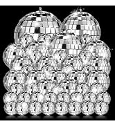 54Pack Disco Ball, Hanging Mirror Disco Ball Ornaments 70s Disco Party Decorations Mini Silver Re...