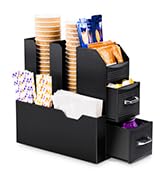 SZQINJI Coffee Condiment Organizer10-Compartment Breakroom Coffee Station Organizer Countertop Cu...