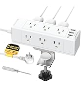 Desk Clamp Power Strip with USB Port, Desk Outlet 1700 Joules Surge Protector Power Strip, Desk E...