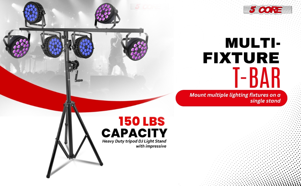 5Core DJ Light Stand Crank up Adjustable 39-100 Inch T bar Stage Lights Stands