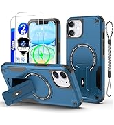 for iPhone 11 case[Compatible with MagSafe][with 2 * 9H Tempered Glass Screen Protector], Built i...