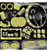 NBTEPEM 27 PCs Bling Car Accessories Set for Women, Bling Steering Wheel Covers Universal Fit 15 ...