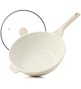 SENSARTE Ceramic Nonstick Wok with Lid, 11 Inch Non toxic Stir-fry Pan Induction Cookware for Coo...