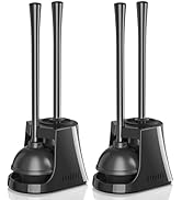 LOVLOY Toilet Plunger and Brush, Bowl Brush and Heavy Duty Toilet Plunger Set with Ventilated Hol...