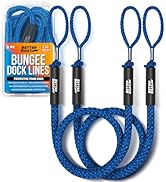 2-Pack Blue Bungee Dock Lines, Marine Grade Boat Rope, Jet Ski or PWC Mooring Ties, Boating Acces...