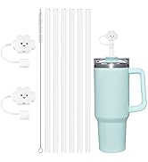 AUAUY 6 PCS Plastic Replacement Straws for Stanley 40oz 30oz Cup, Reusable Transparent Straws Com...