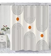 GKLEASG Boho Mid Century Shower Curtain, Minimalist Abstract Arch Simple Sun Modern Machine Washa...