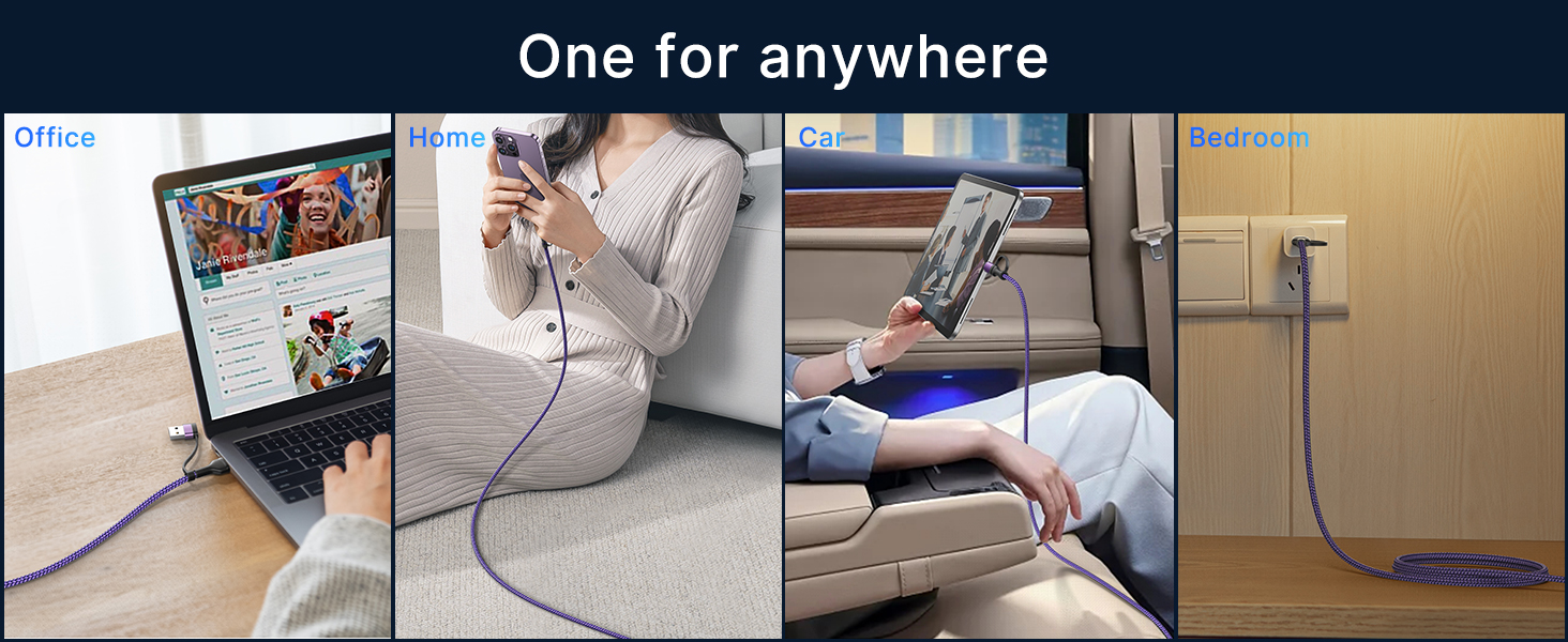 Nylon Braided Universal 4 in 1 Multiple USB Cable