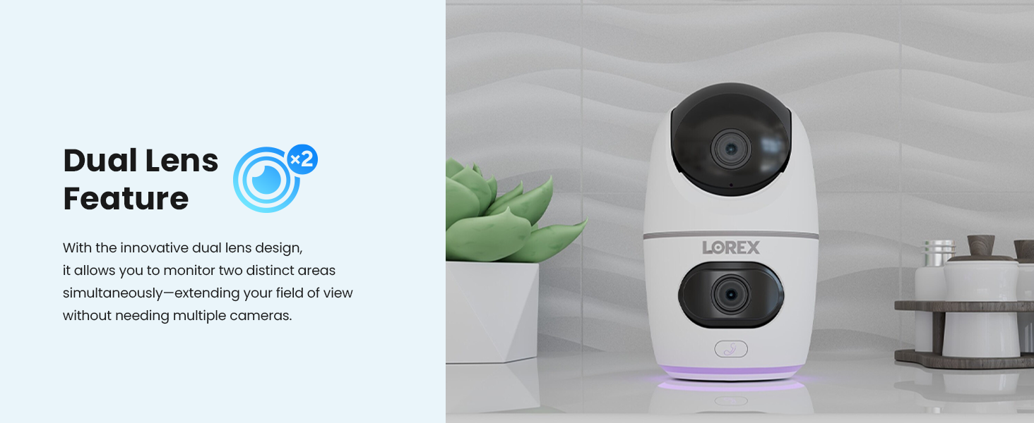 Lorex 2K Dual Lens Indoor Pan-Tilt Wi-Fi Security Camera