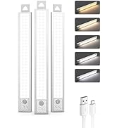12 Inch Under Cabinet Lighting, 3Pack 5CCT Dimmable Closet Lights, Motion Sensor LED Lights of Ba...