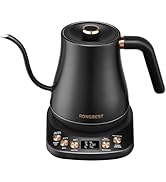 RONGBEST Electric Gooseneck Kettle 1L 1200W, 6 Temperature Presets, Quick Heating Pour Over Kettl...